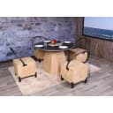 MCW 4er-Set Esszimmerstuhl Industrial Metall Massivholz Natur Bild 1