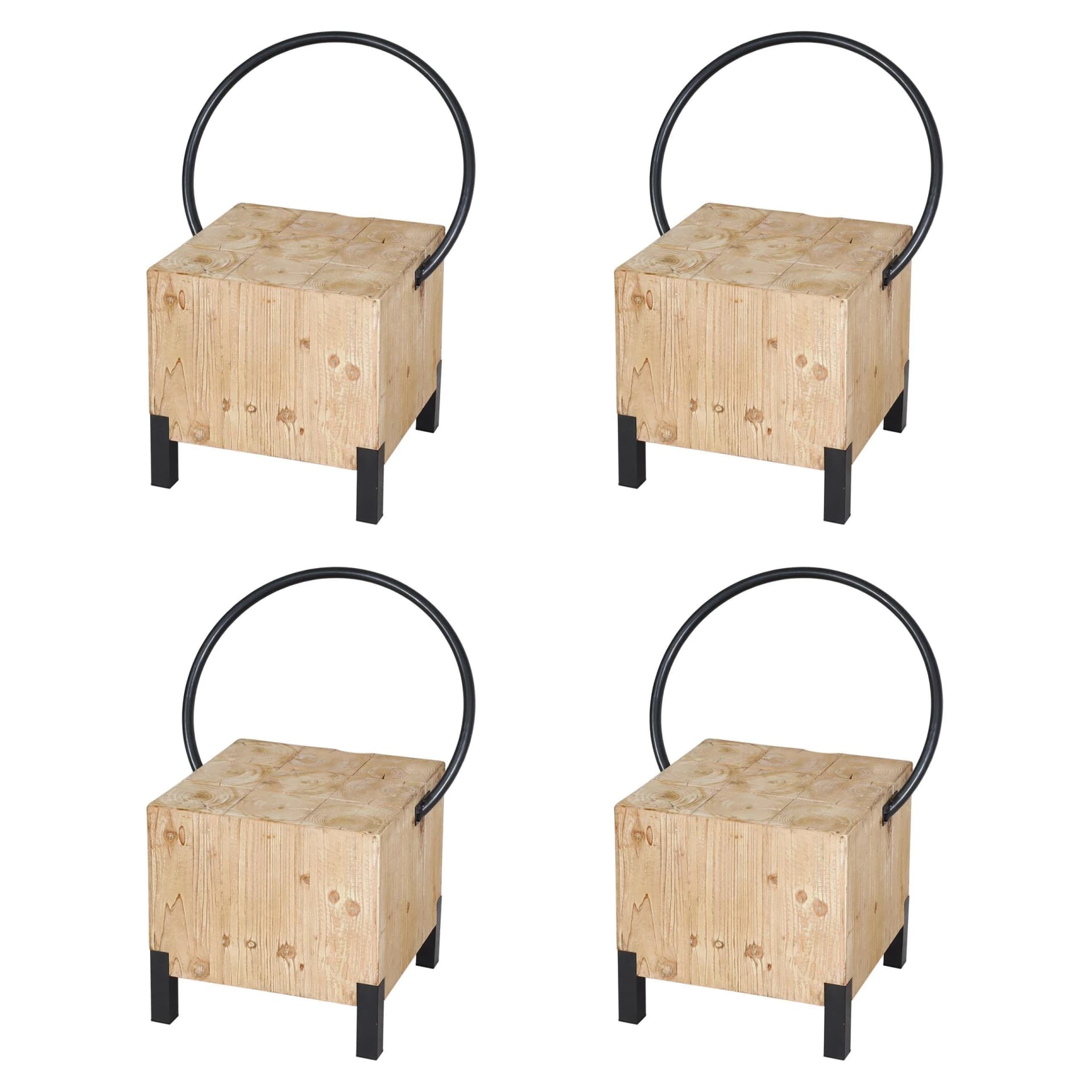 MCW 4er-Set Esszimmerstuhl Industrial Metall Massivholz Natur - Bild 2