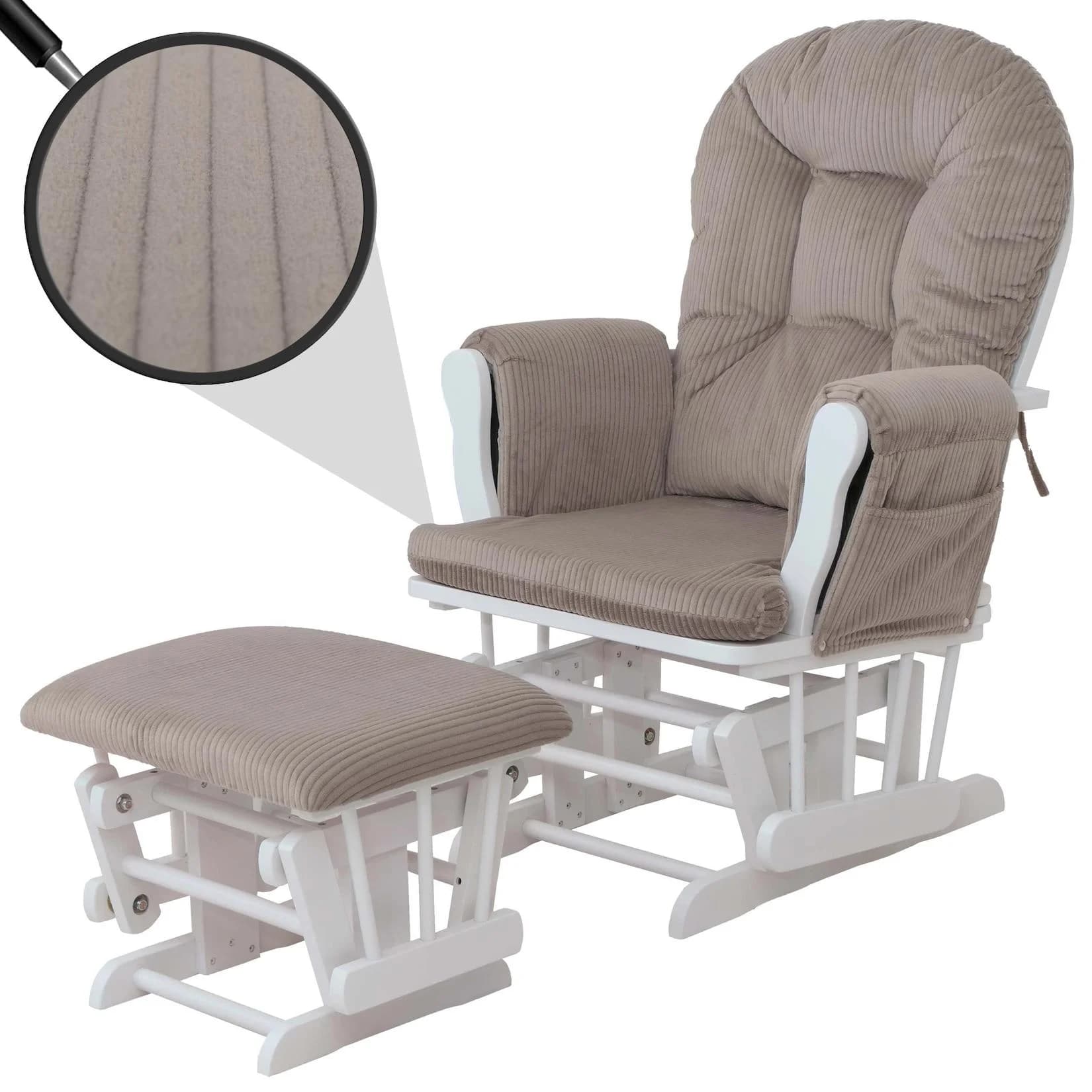 MCW Relaxsessel MCW-C76 Schaukelstuhl mit Hocker hellgrau weiß