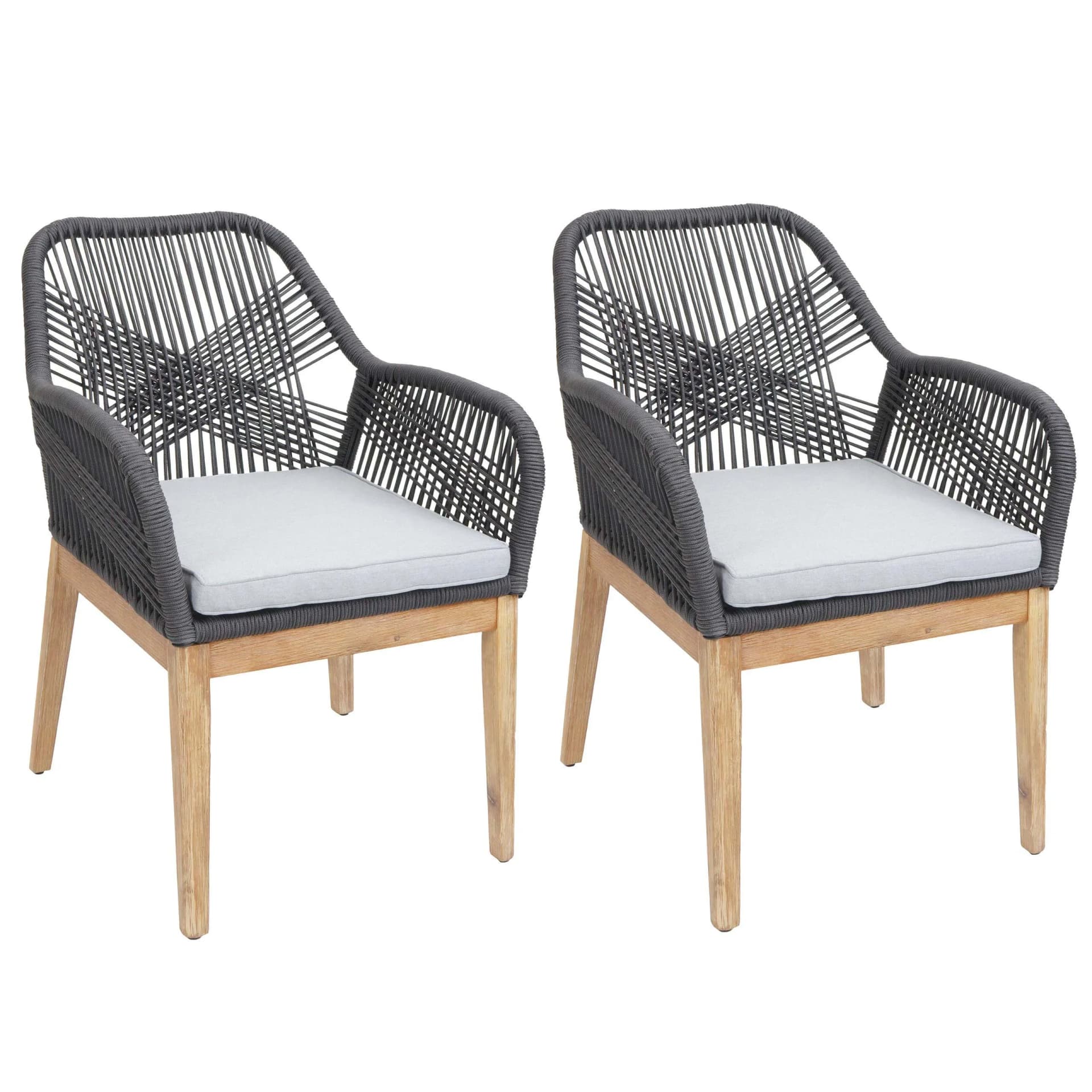 MCW 2er-Set Gartenstuhl Dunkelgrau Akazie mit Kissen - Bild 2