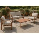 Aluminium-Gartengarnitur MCW-O11 Outdoor 2-Sitzer Sitzbank Sessel Sofa Olefin Terrakotta Polster Beige Bild 1