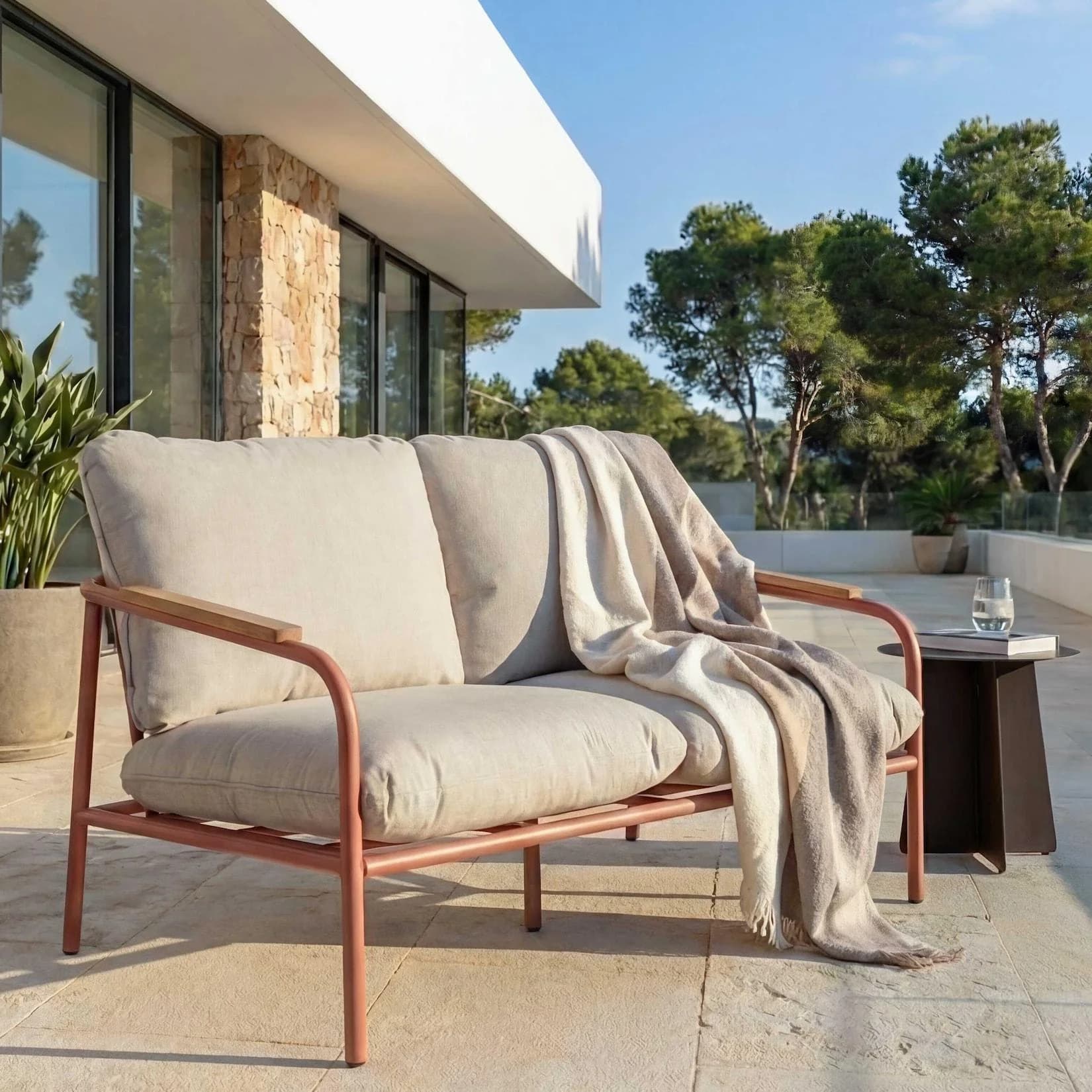 MCW Gartenbank MCW-O11 Aluminium-Gestell Terrakotta