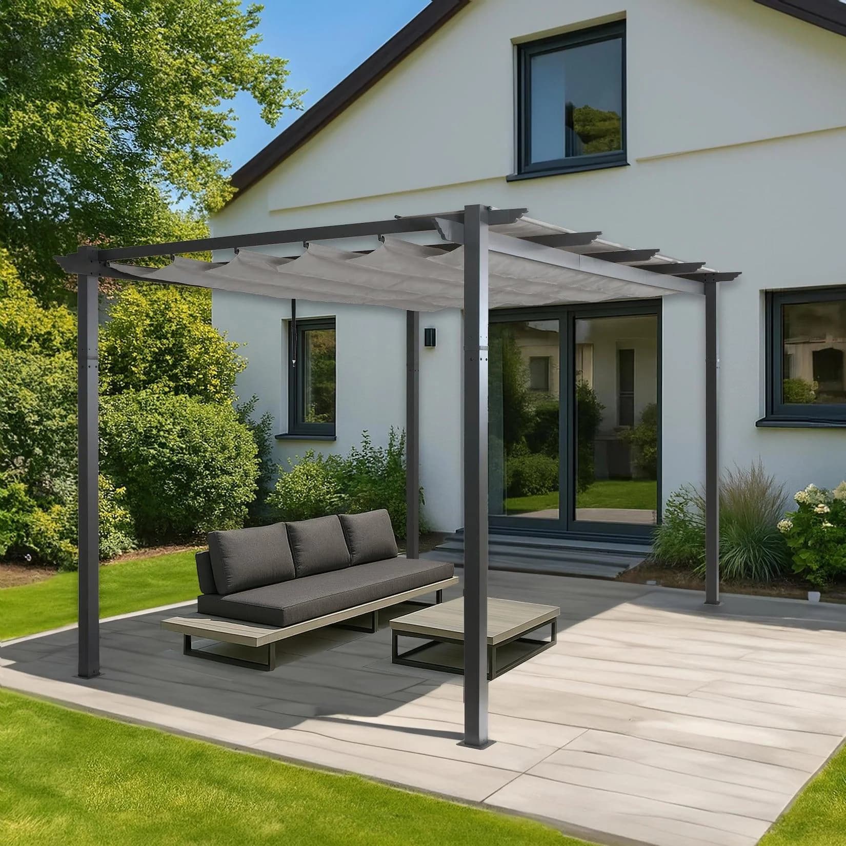 Aluminium Pergola MCW-N93 Gartenpavillon 3x4m grau