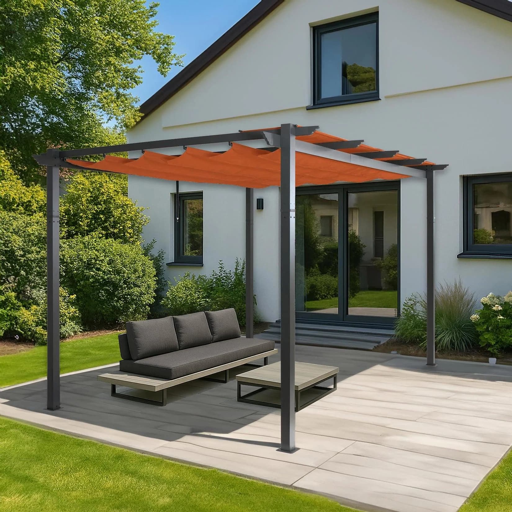 Aluminium Pergola MCW-N93 Gartenpavillon 3x4m Terrakotta