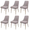 MCW 6er-set Esszimmerstuhl MCW-O27 Küchenstuhl Polsterstuhl Stoff Metall Hellgrau Bild 2