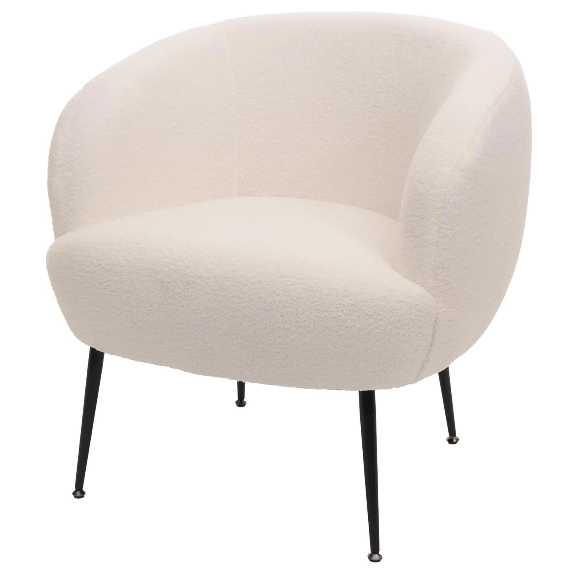 MCW Lounge-Sessel O37 Moderner Bouclé-Stoff Weiß Metallgestell - Bild 2
