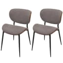 MCW Esszimmerstuhl 2er-Set Bugholz Stoff Walnuss-Optik Hellgrau Bild 1
