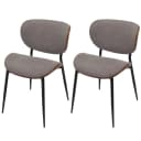 MCW Esszimmerstuhl 2er-Set Bugholz Stoff Walnuss-Optik Hellgrau Bild 2