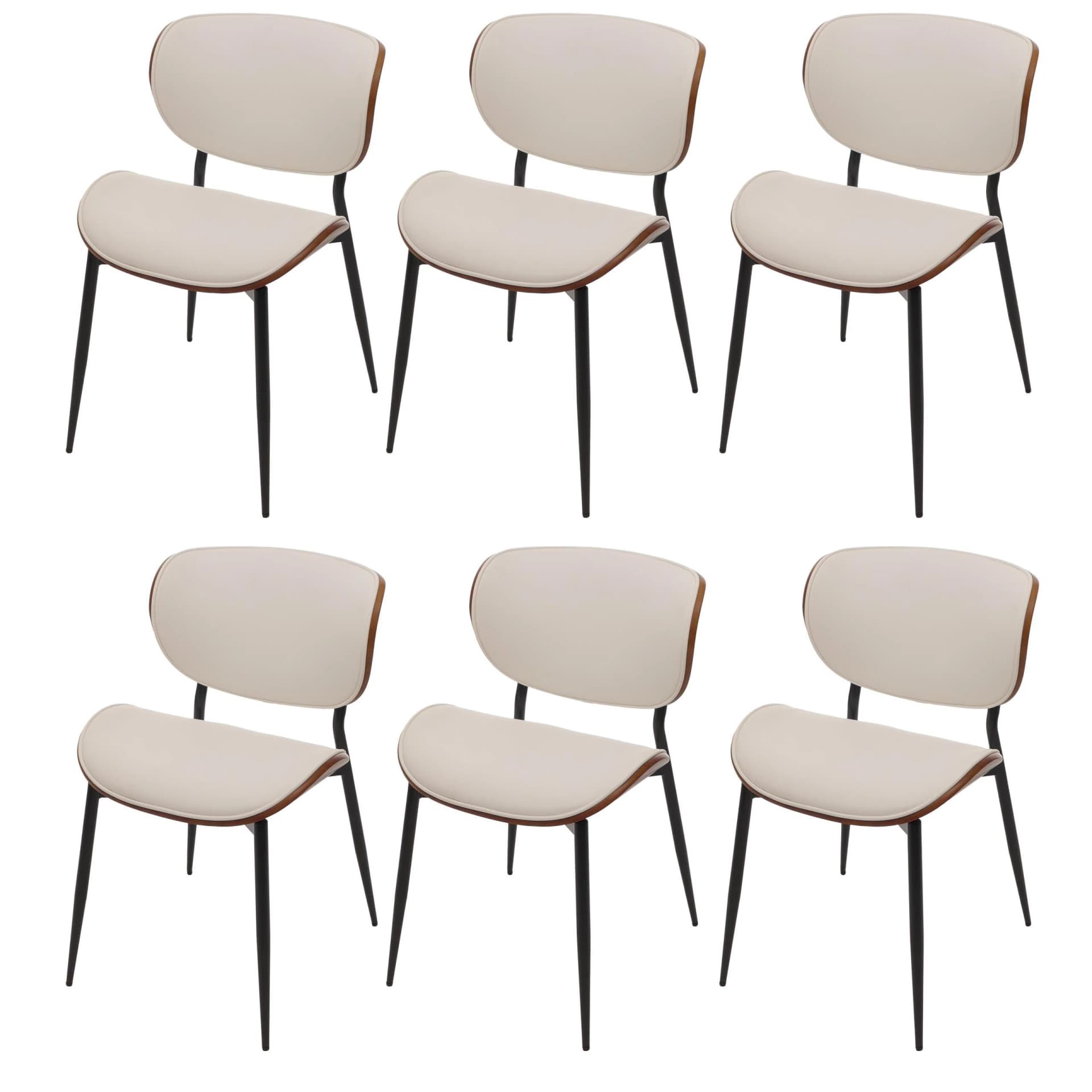 MCW 6er-Set Esszimmerstuhl MCW-O45 Bugholz Kunstleder Walnuss-Optik Weiß - Bild 2