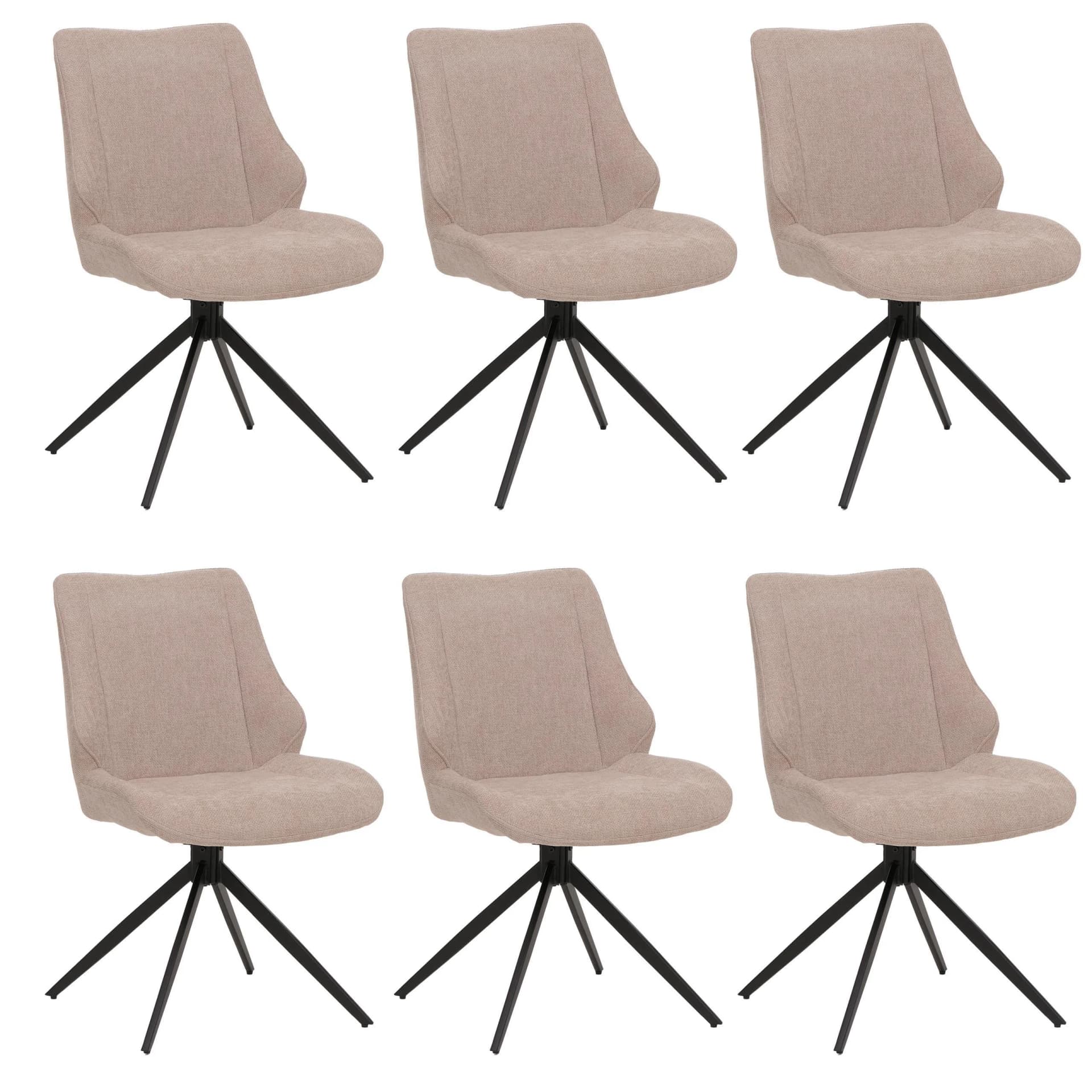 6er-Set Esszimmerstuhl MCW-O48 drehbar Auto-Return beige - Bild 2