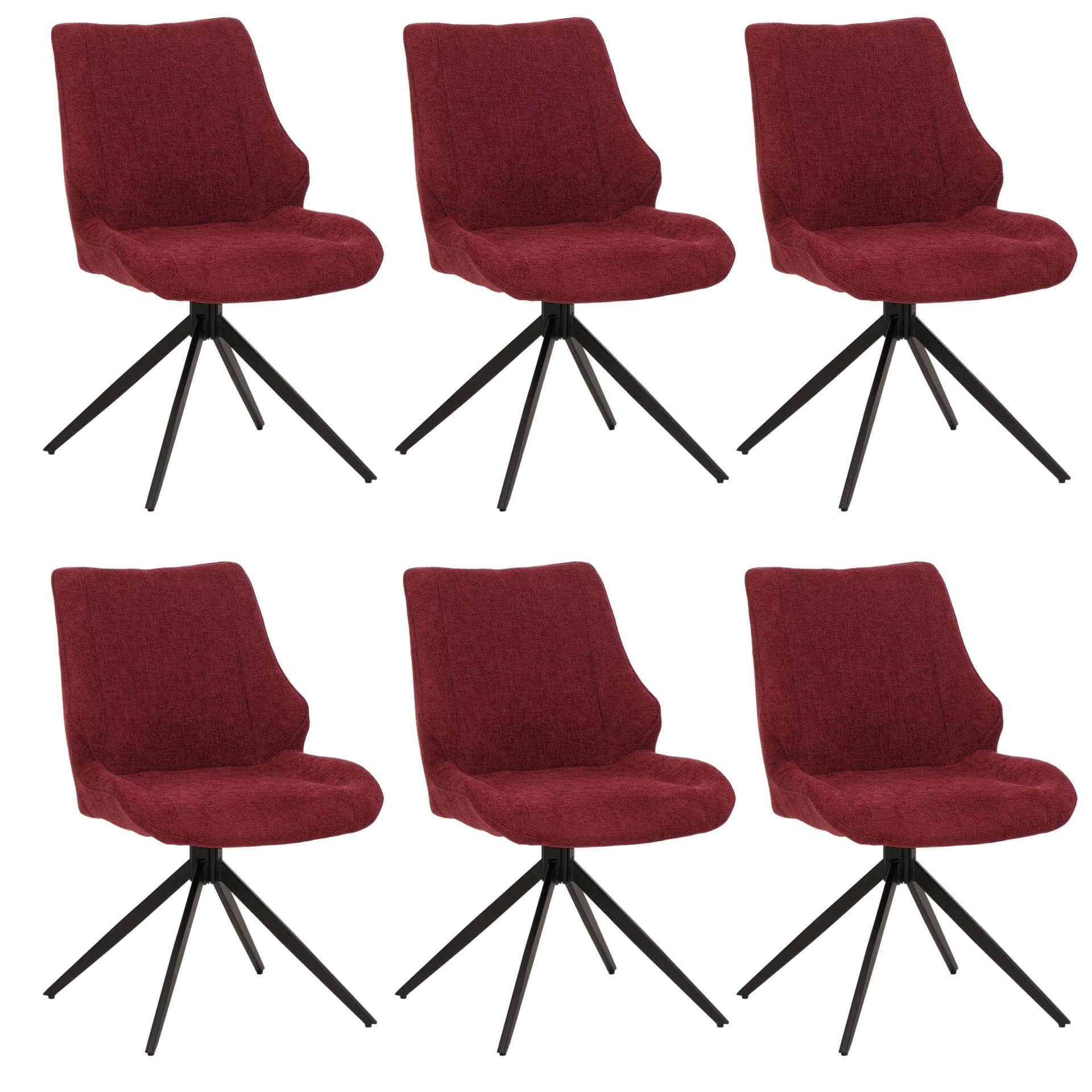 6er-Set Esszimmerstuhl MCW-O48, Küchenstuhl, drehbar Auto-Return, Stoff/Textil Chenille (320g/m²) Öko-Tex bordeaux - Bild 2