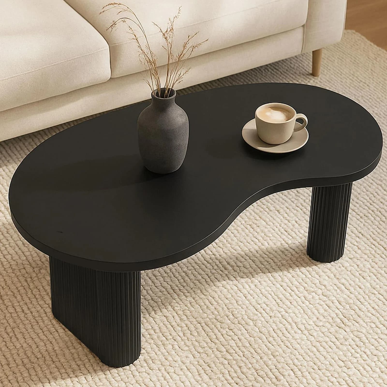 MCW Couchtisch Schwarz Inklusive Fußbodenschoner