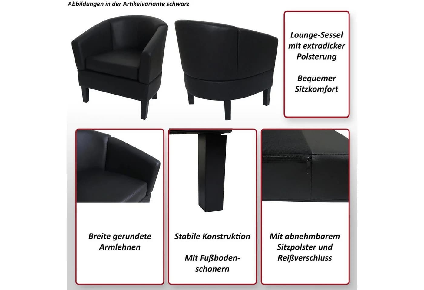 MCW Lounge-Sessel O17 Kunstleder Braun mit Fußbodenschonern - Bild 4