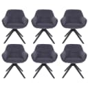 MCW 6er-Set Esszimmerstuhl Grau mit Armlehne drehbar Metall Bild 2