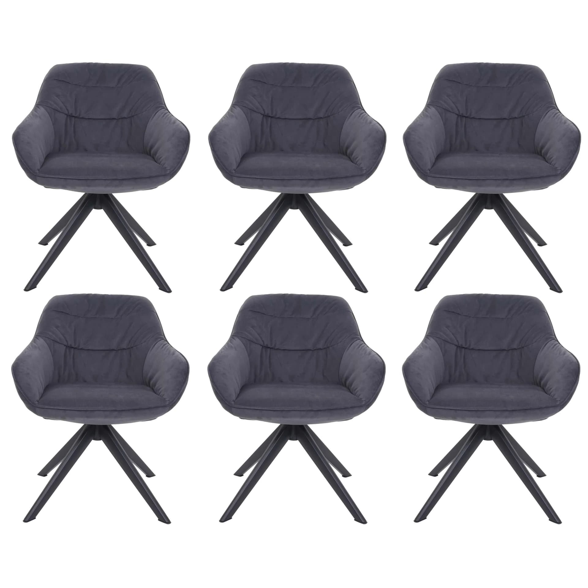 MCW 6er-Set Esszimmerstuhl Grau mit Armlehne drehbar Metall - Bild 2