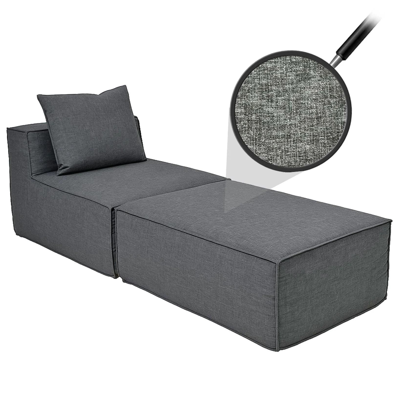 MCW Chaiselongue MCW-O54 Stoff Dunkelgrau