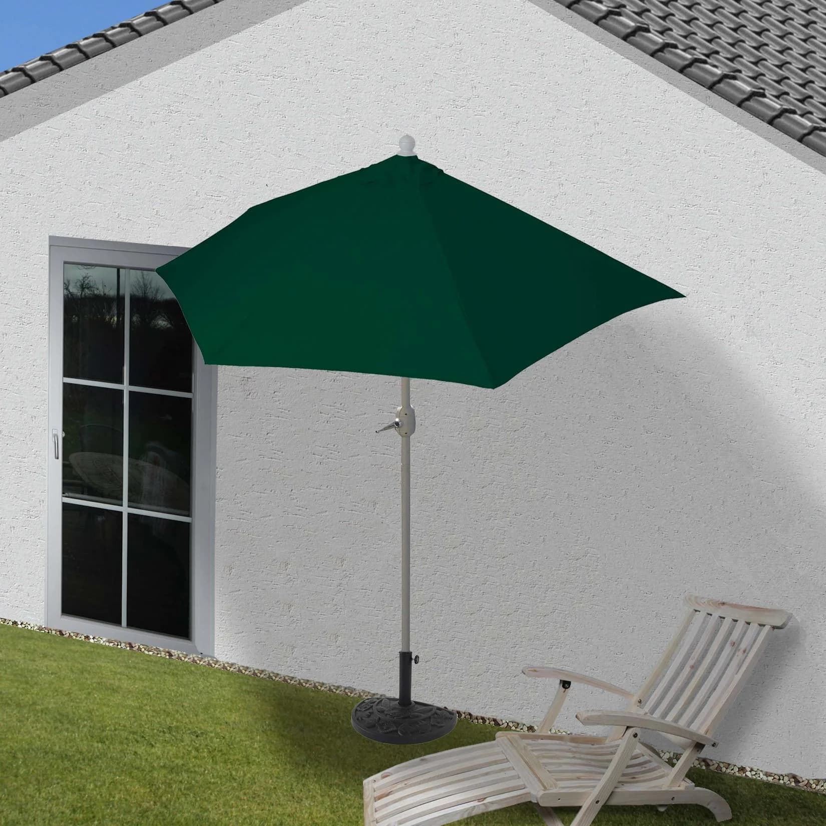 MCW Sonnenschirm halbrund Lorca Grün UV 50+ mit Kurbel