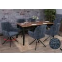 MCW 6er-Set Esszimmerstuhl mit Armlehne Dunkelblau Chenille Bild 1