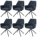 MCW 6er-Set Esszimmerstuhl mit Armlehne Dunkelblau Chenille Bild 2