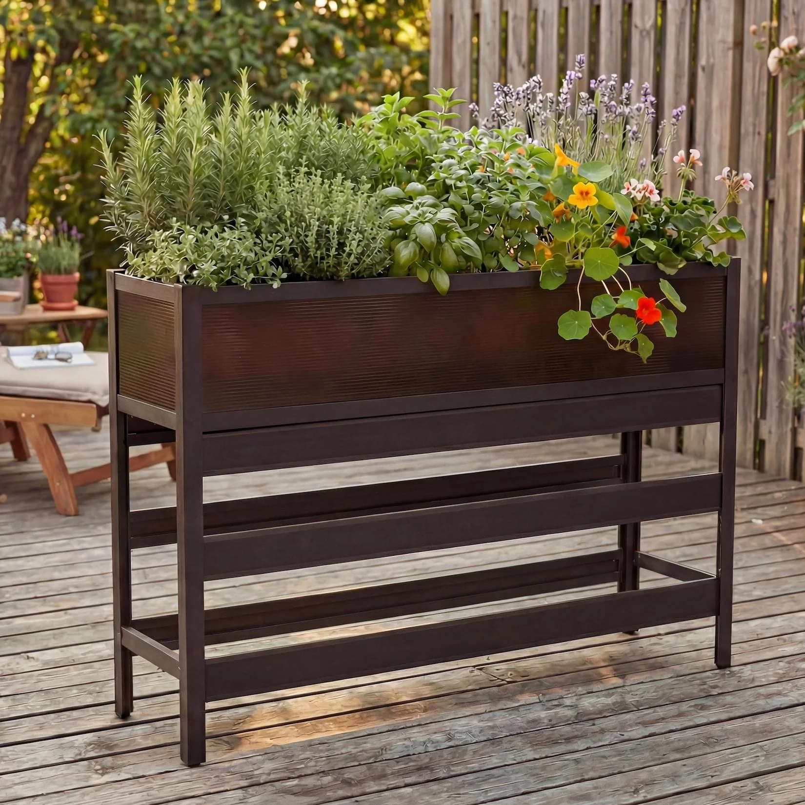 MCW Hochbeet Aluminium transparent dunkelbraun 82x120x30cm
