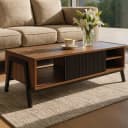 Couchtisch MCW-O40 Wohnzimmertisch Sofatisch Staufächer Schiebetür Bild 1