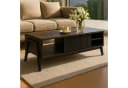 Couchtisch MCW-O40 Wohnzimmertisch Sofatisch Staufächer Schiebetür MDF Metall Melamin Walnuss-Optik Bild 3