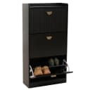 Schuhschrank MCW-O39 Schuhkipper Schuhregal 3 Klappen Klappfächer MDF Melamin Metall Holzoptik Schwarz Bild 1