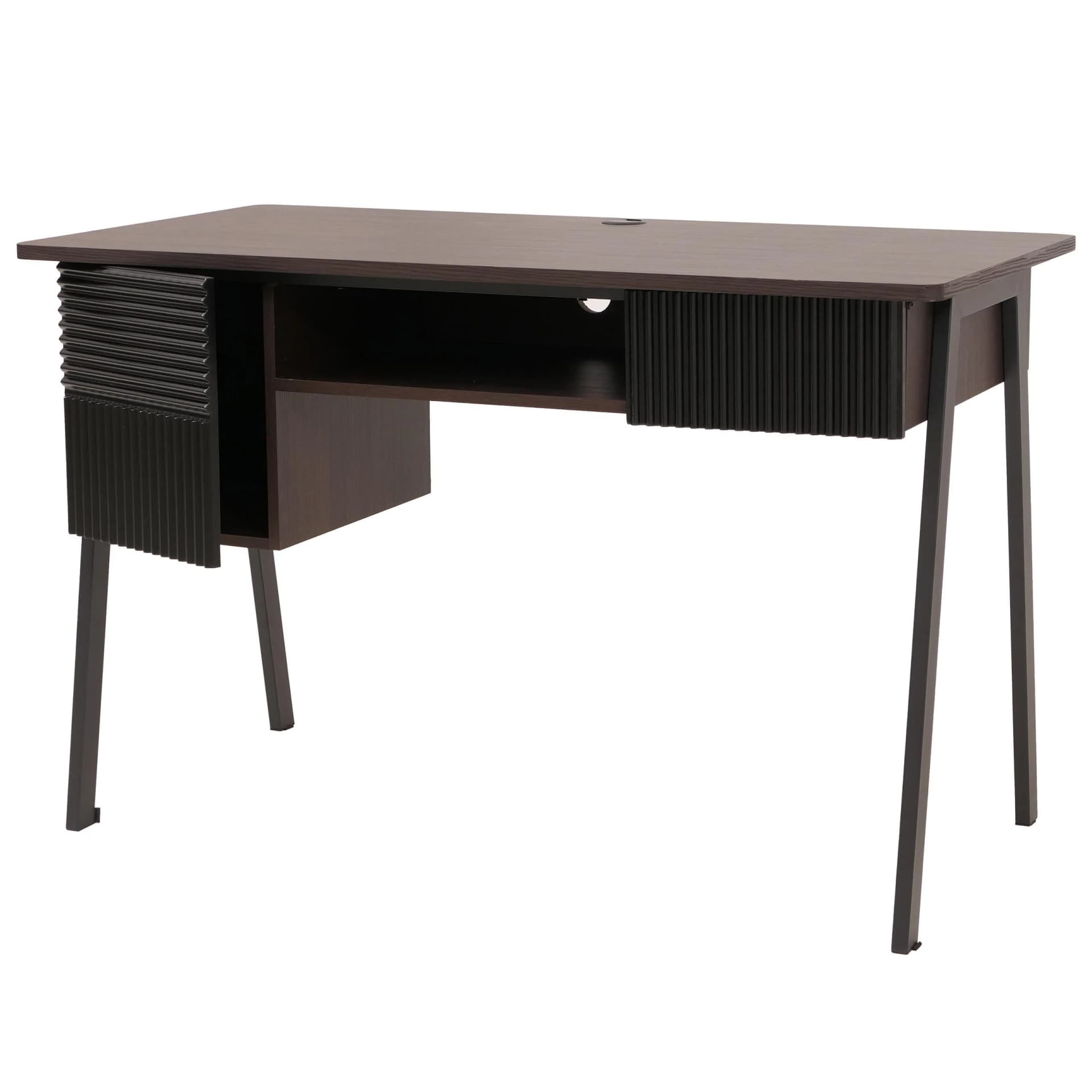 Schreibtisch MCW-O40 Bürotisch Computertisch MDF Metall Melamin Walnuss-Optik - Bild 2