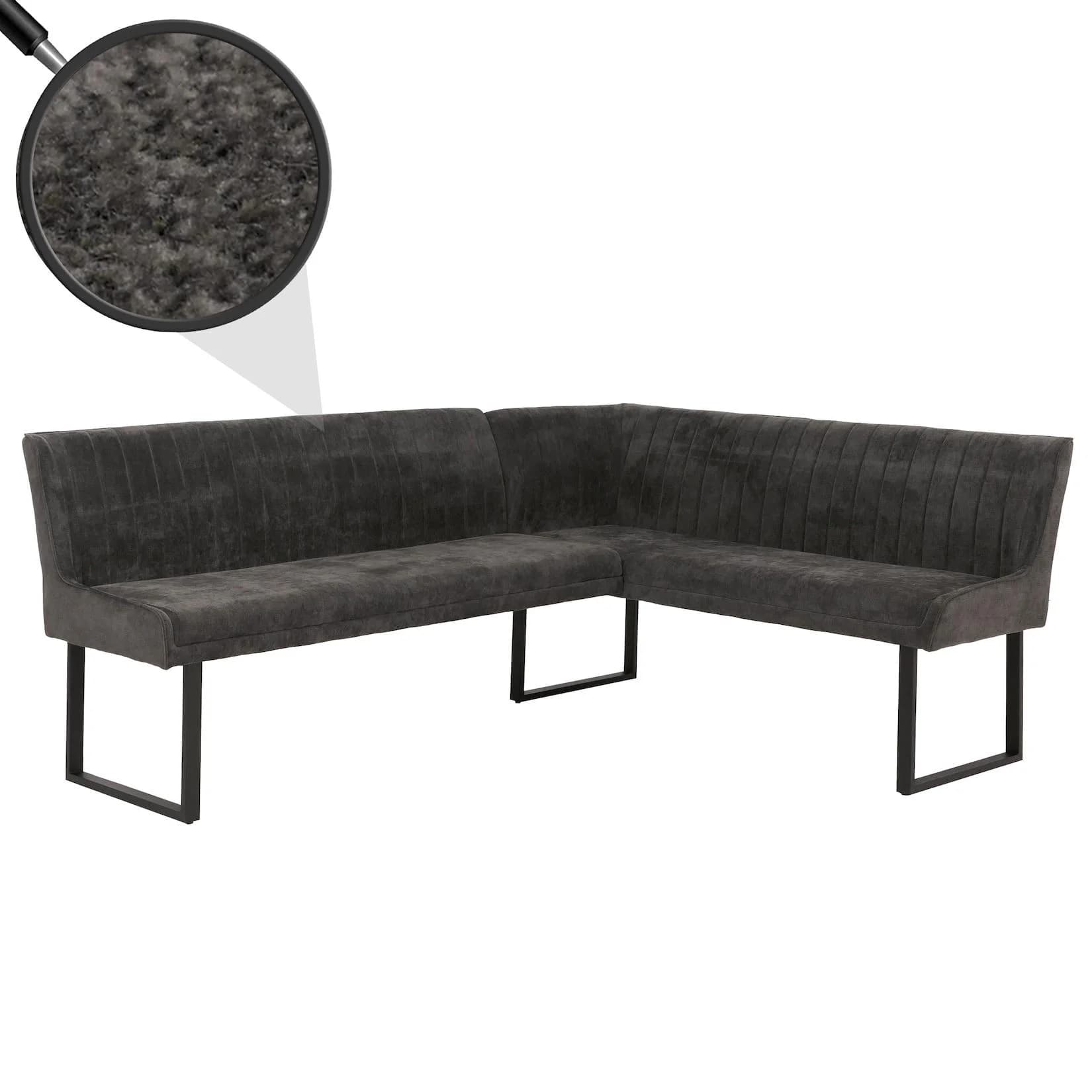 Eckbank MCW-O82 Dunkelgrau Chenille Metall