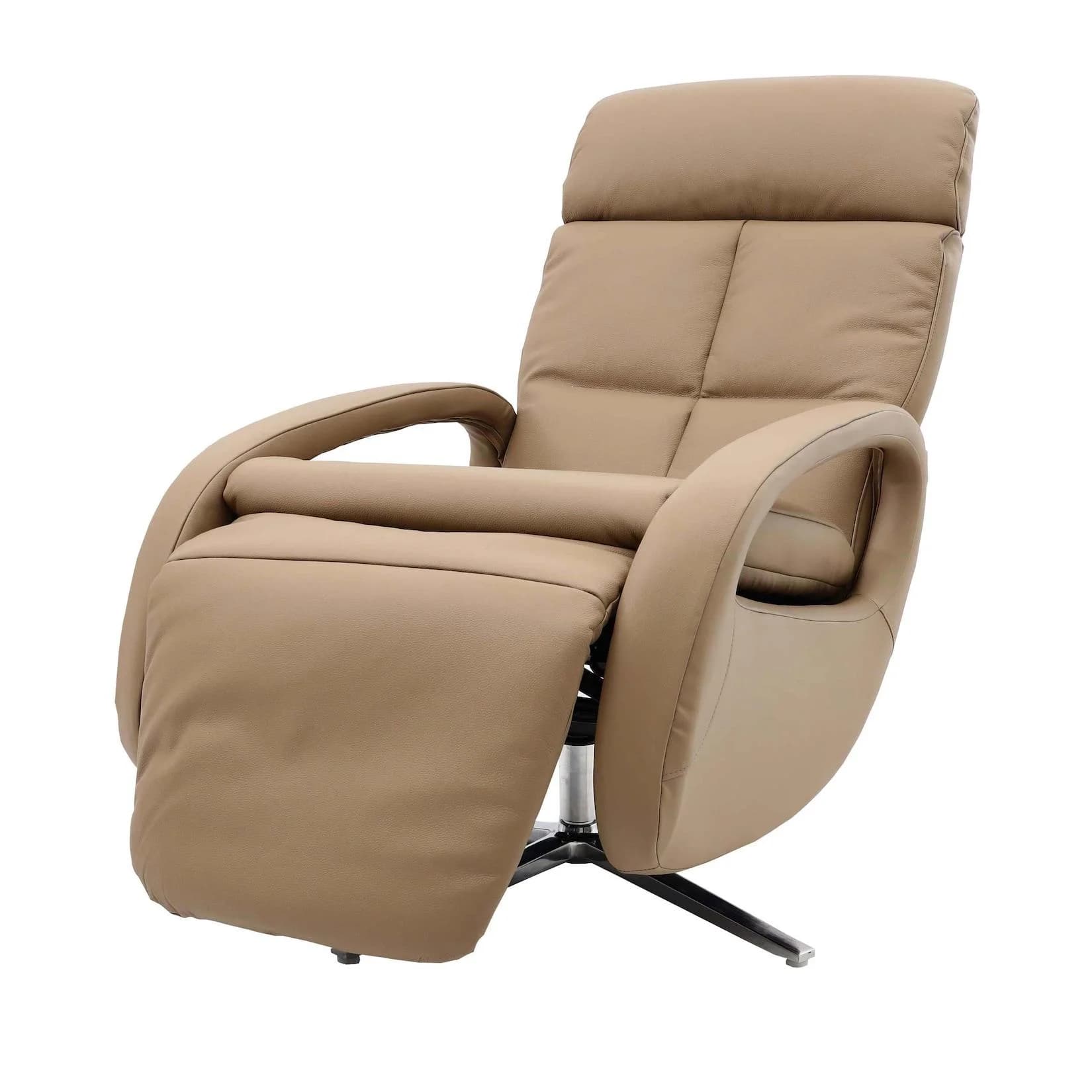 Relaxsessel MCW-L11 TV-Sessel Voll-Leder Taupe Drehbar
