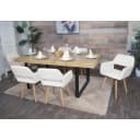 MCW 6er-Set Esszimmerstuhl Creme Holz Stoff Bouclé Bild 1