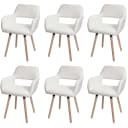 MCW 6er-Set Esszimmerstuhl Creme Holz Stoff Bouclé Bild 2