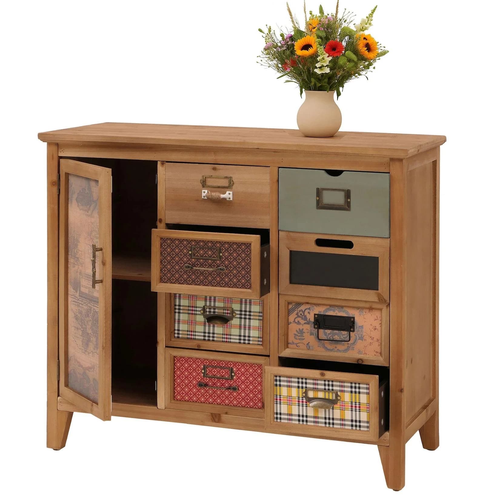 Apothekerkommode MCW-O63 Vintage Shabby Muster Holz 80x91x40cm