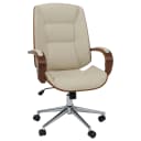 MCW Bürostuhl MCW-O83 Drehstuhl Chefsessel Kunstleder Bugholz Walnuss-Optik Creme Bild 2