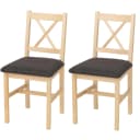 MCW Esszimmerstuhl MCWC-F77 2er-Set Massivholz Landhaus Polster Schwarz Bild 1