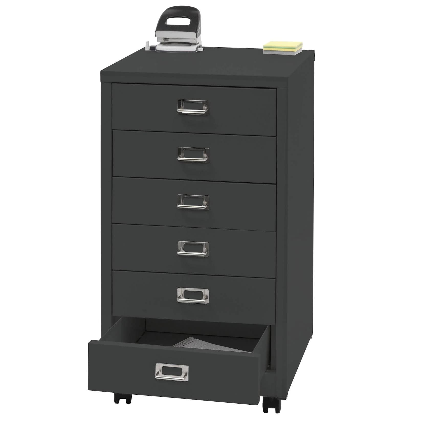 MCW Rollcontainer 6 Schubladen Metall Dunkelgrau Aktenschrank
