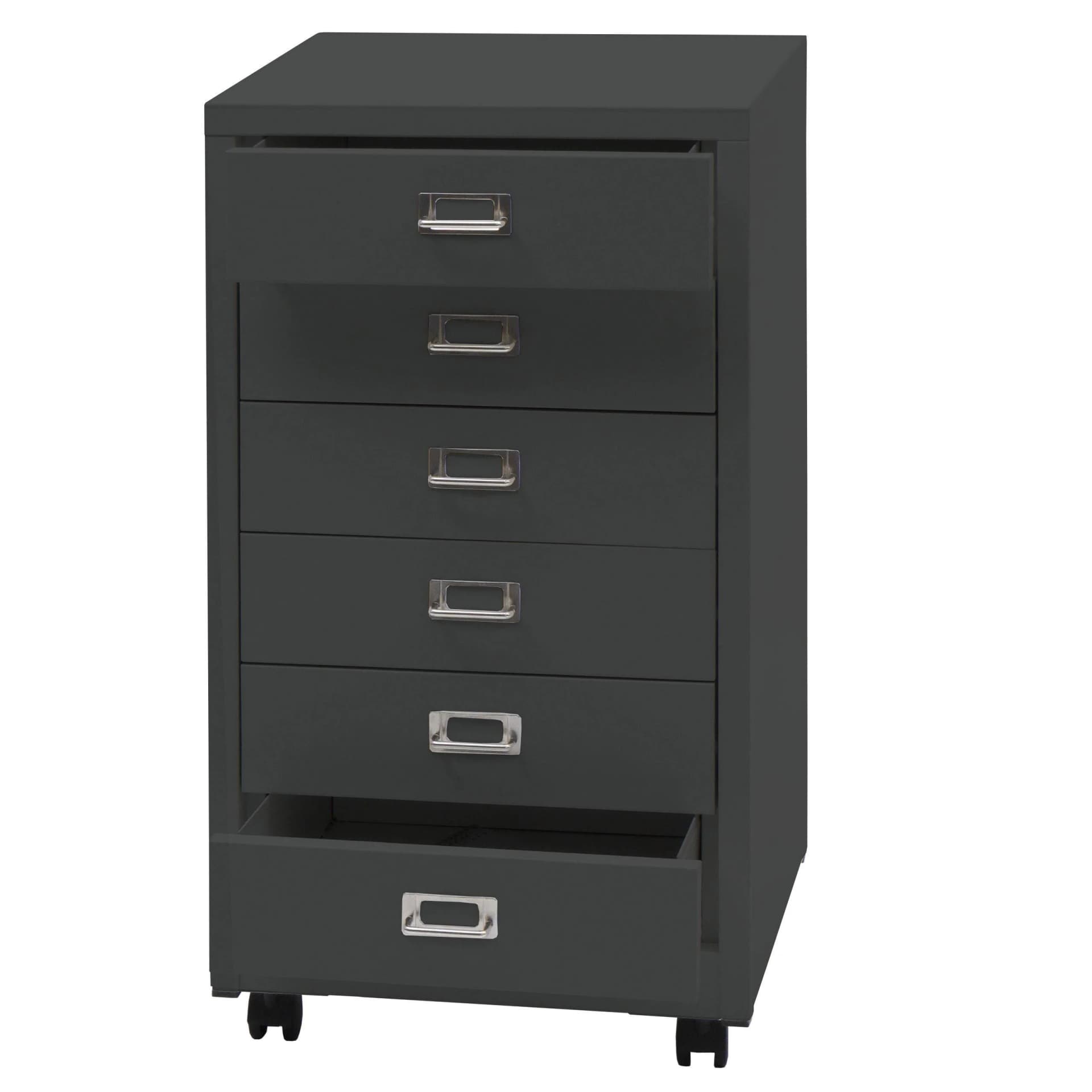 MCW Rollcontainer 6 Schubladen Metall Dunkelgrau Aktenschrank - Bild 2