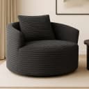 Sessel MCW-P18 Loungesessel Relaxsessel Polstersessel Cocktailsessel Stoff Cord Dunkelgrau Bild 1