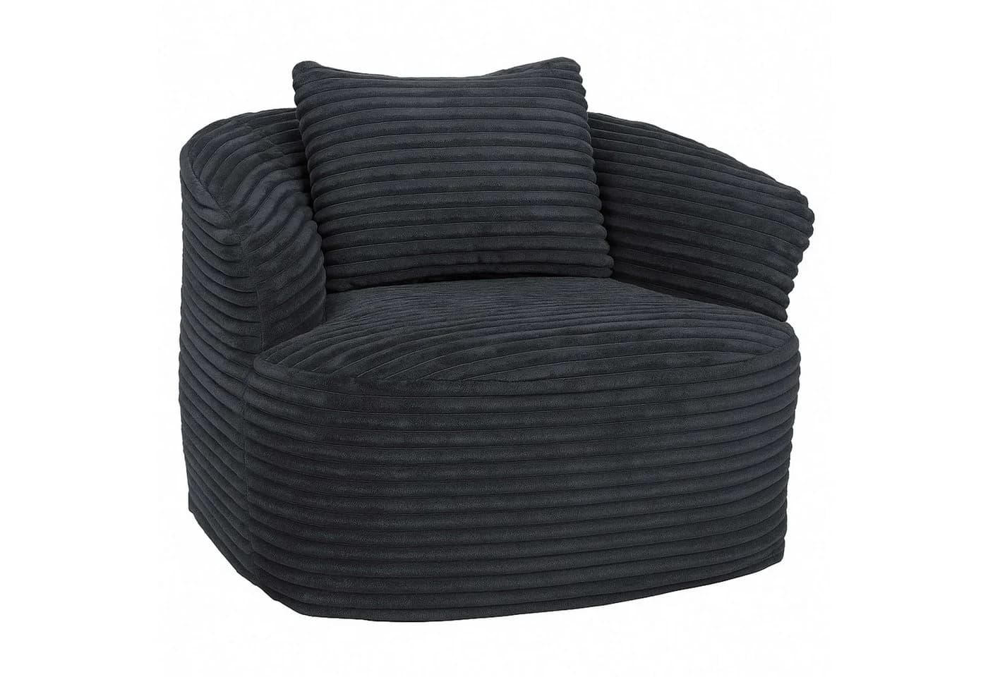 Sessel MCW-P18 Loungesessel Relaxsessel Polstersessel Cocktailsessel Stoff Cord Dunkelgrau - Bild 2
