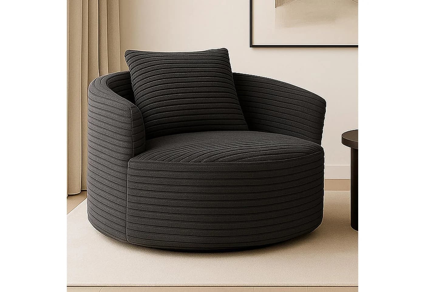 Sessel MCW-P18 Loungesessel Relaxsessel Polstersessel Cocktailsessel Stoff Cord Dunkelgrau - Bild 3