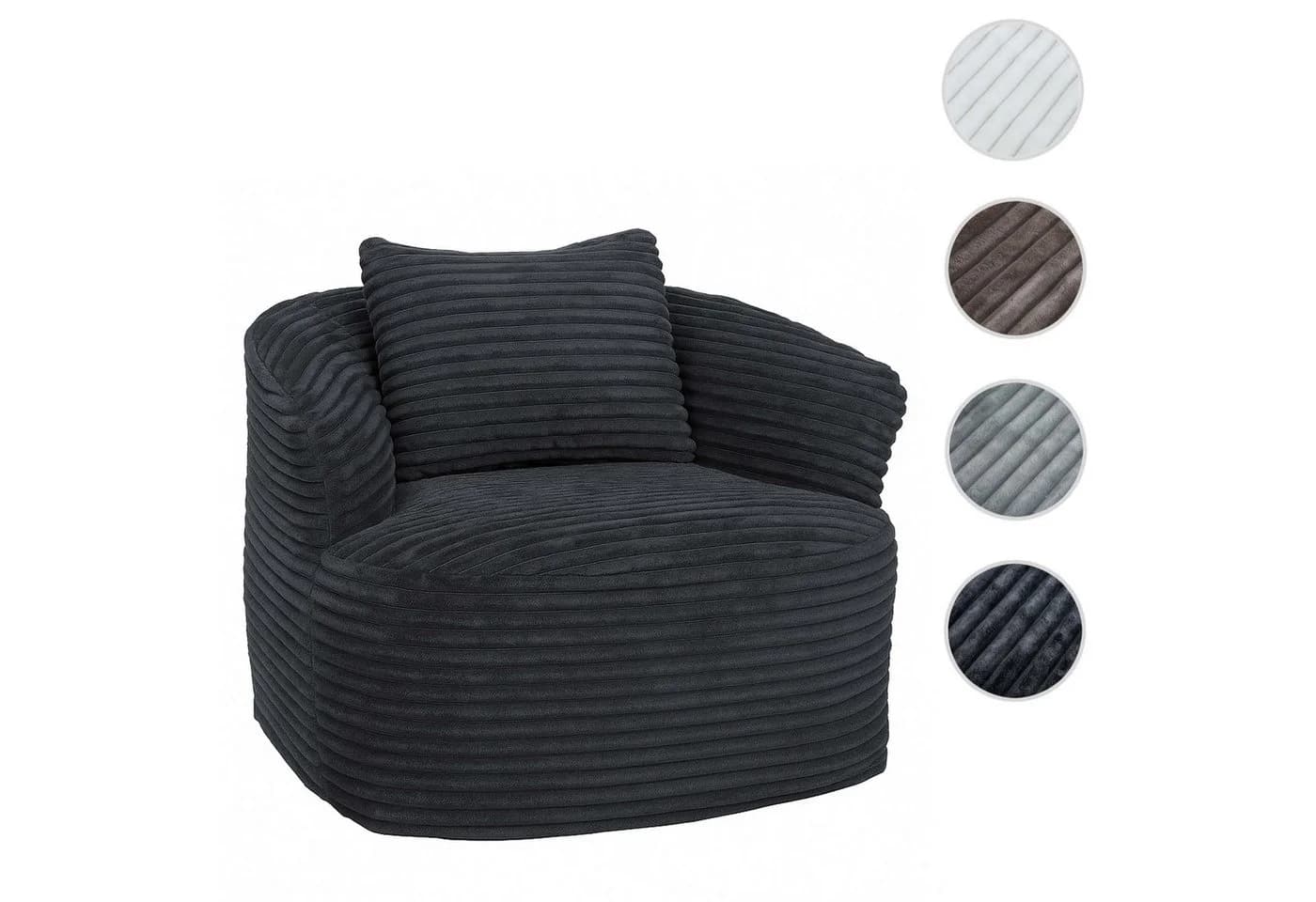 Sessel MCW-P18 Loungesessel Relaxsessel Polstersessel Cocktailsessel Stoff Cord Dunkelgrau - Bild 4