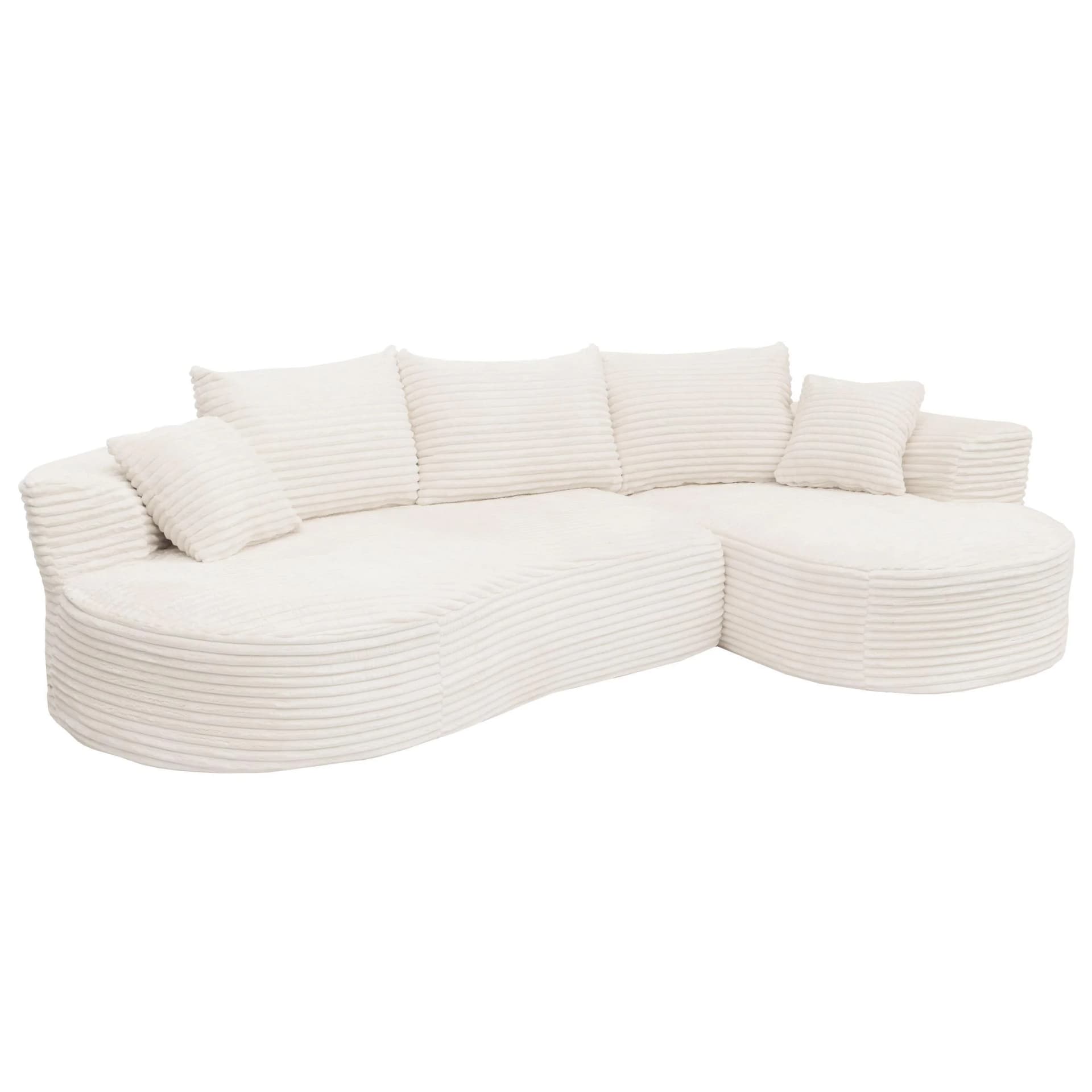 MCW Loungesofa MCW-P19 3-Sitzer Weiß Cord Taschenfederkern - Bild 2