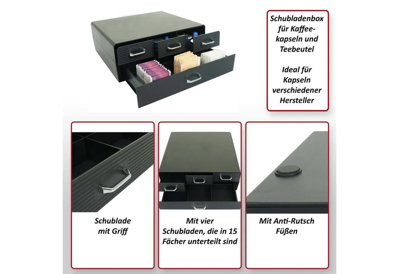 MCW Schubladenbox L99 für Kaffeekapseln und Teebeutel mit 4 Schubladen - Bild 4