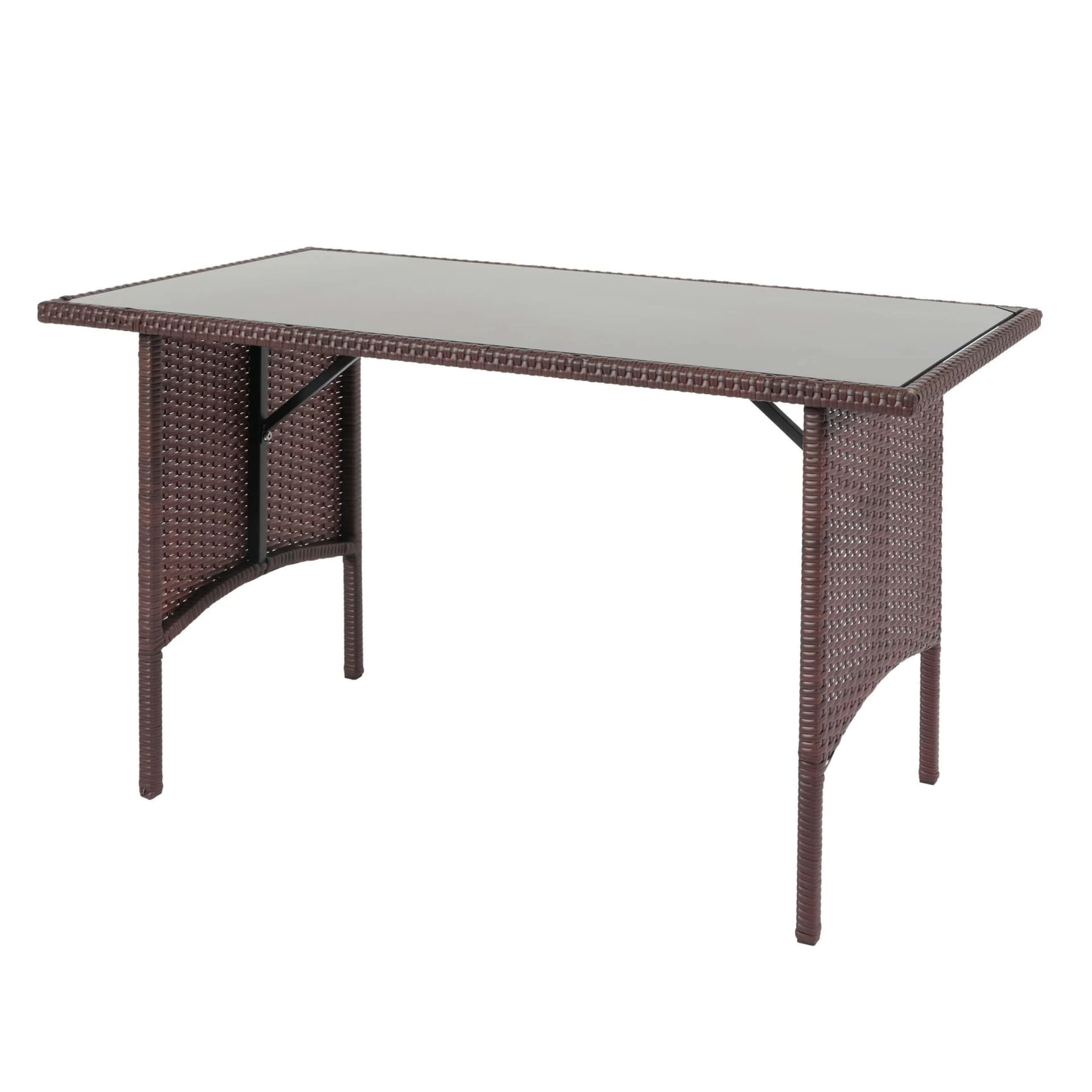 MCW Poly-Rattan Esstisch Braun 112x60cm Garten - Bild 2