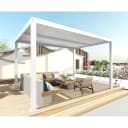 Pergola MCW-L46 Gartenpavillon Lamellen-Pavillon 11cm Aluminium-Gestell Regenrinne Sturmfest 3x3m Weiß Bild 1