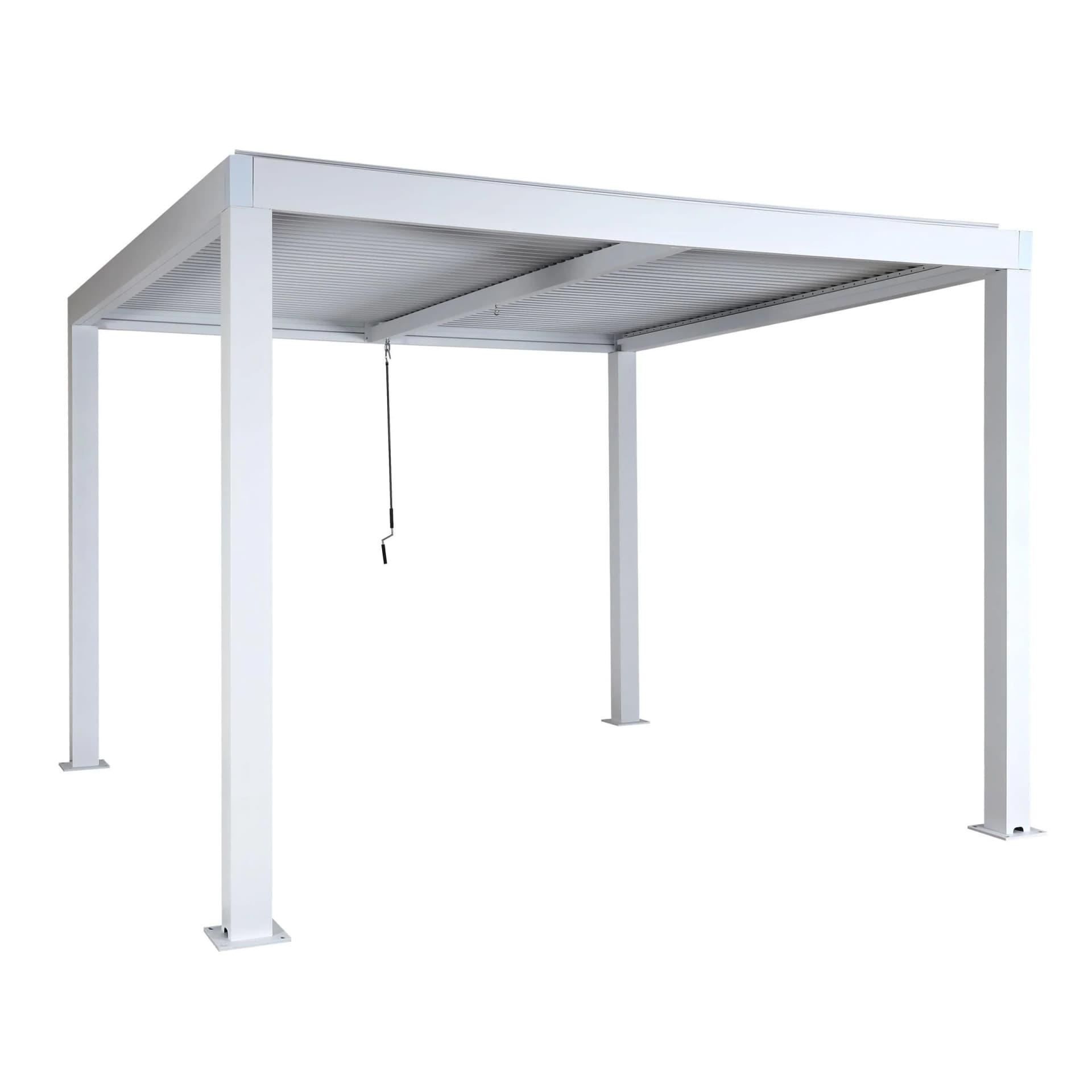 Pergola MCW-L46 Gartenpavillon Lamellen-Pavillon 11cm Aluminium-Gestell Regenrinne Sturmfest 3x3m Weiß - Bild 2