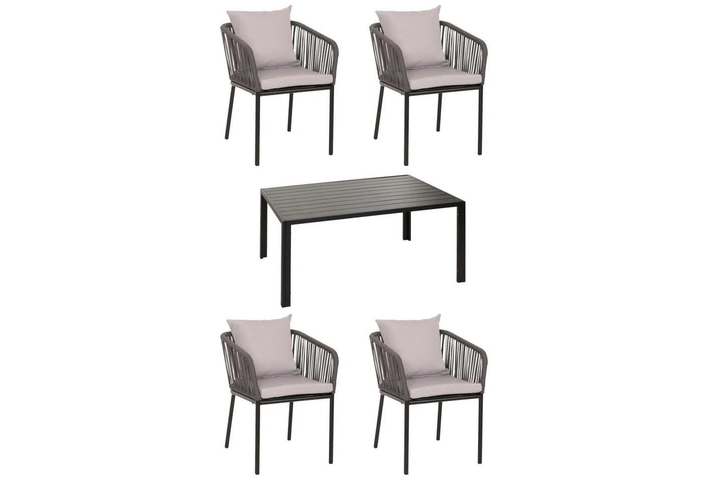 MCW Gartengarnitur N41 5-tlg. Aluminium Seilgeflecht Grau - Bild 2