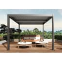 Pergola MCW-L46 Gartenpavillon Lamellen-Pavillon 11cm Aluminium-Gestell Regenrinne sturmfest 3x4m Anthrazit Bild 1
