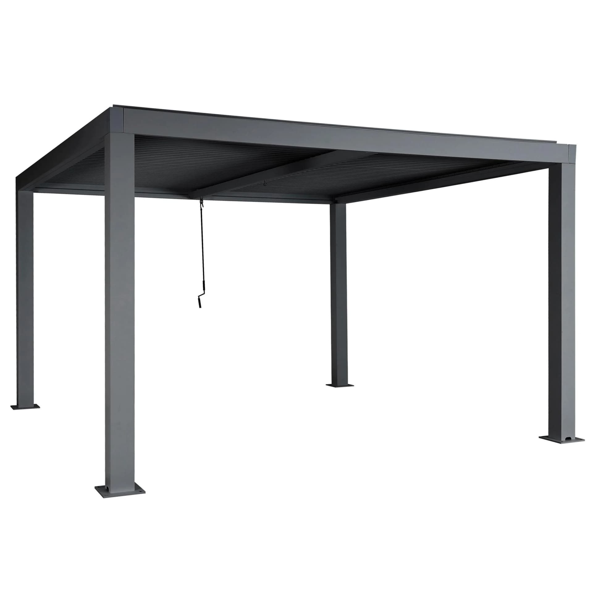 Pergola MCW-L46 Gartenpavillon Lamellen-Pavillon 11cm Aluminium-Gestell Regenrinne sturmfest 3x4m Anthrazit - Bild 2
