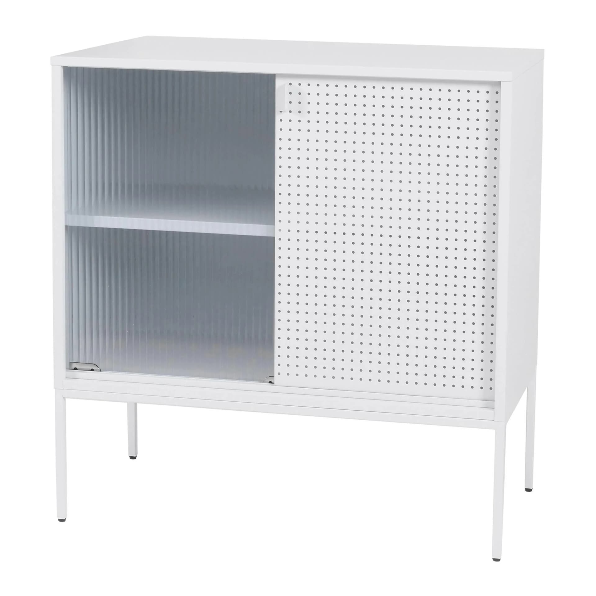Kommode MCW-O90 Schiebetüren Weiß Industrial - Bild 2